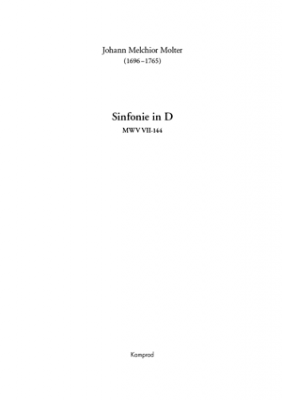 Johann Melchior Molter: Sinfonie in D für zwei Violinen, Viola, zwei Oboen, zwei Fagotte, zwei Hörner (in D), drei Trompeten (in D), Pauken und Basso continuo MWV VII-144 (Partitur)